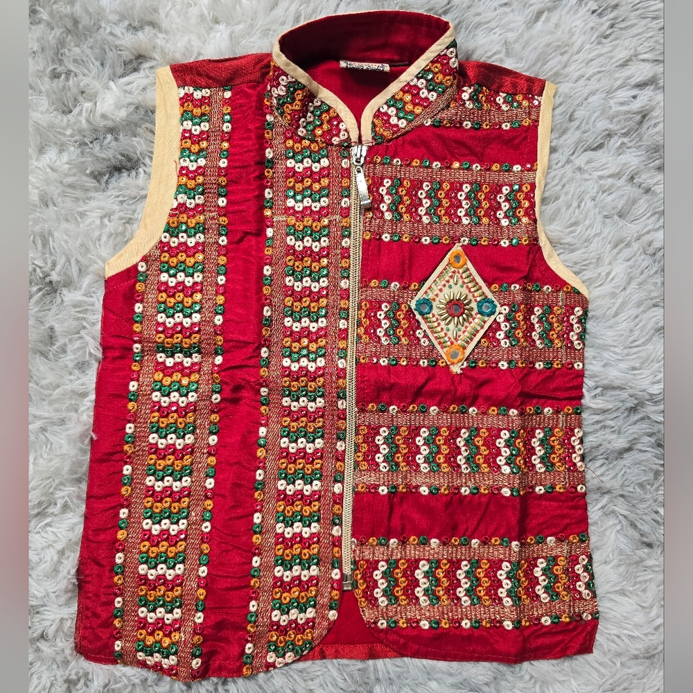Traditional Indian Ethnic Embroidered And Beaded Kids Vest Like New